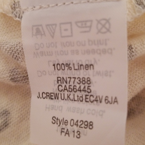 J Crew M linen polka dot baseball T cream/grey - Picture 5 of 8